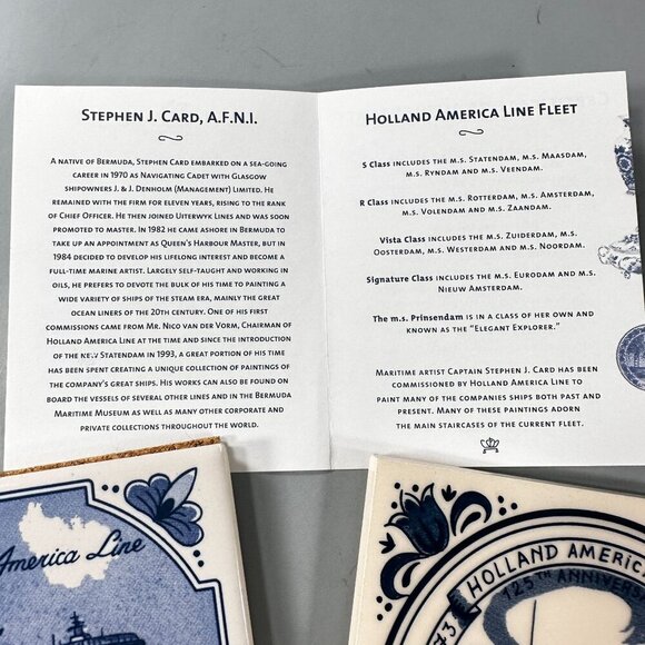 Holland America Line Coaster Ceramic Tiles Amsterdam Vintage Royal Goedewaagen - Picture 5 of 14